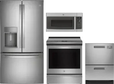 4 Piece Package Includes Refrigerator, Range, Microwave And Dishwasher